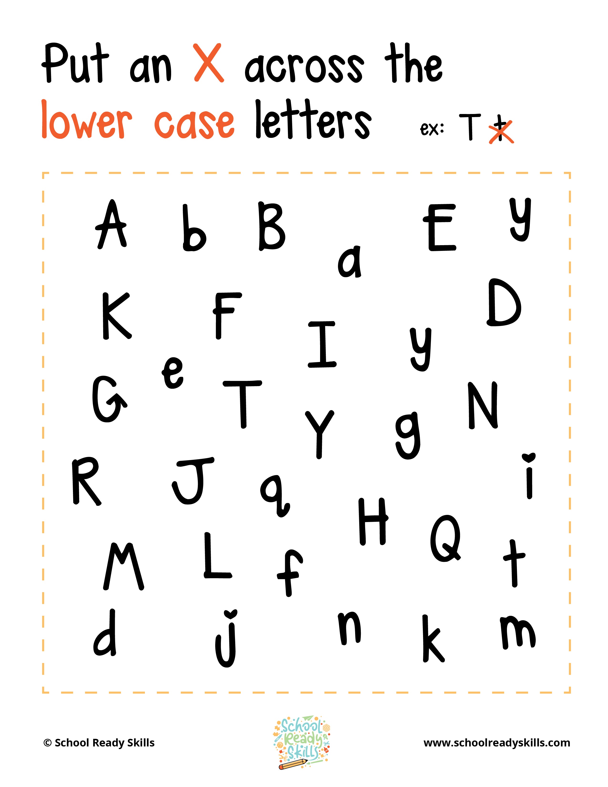 Interior page of Circle the Letters Printable that works on visual motor and fine motor skills 
