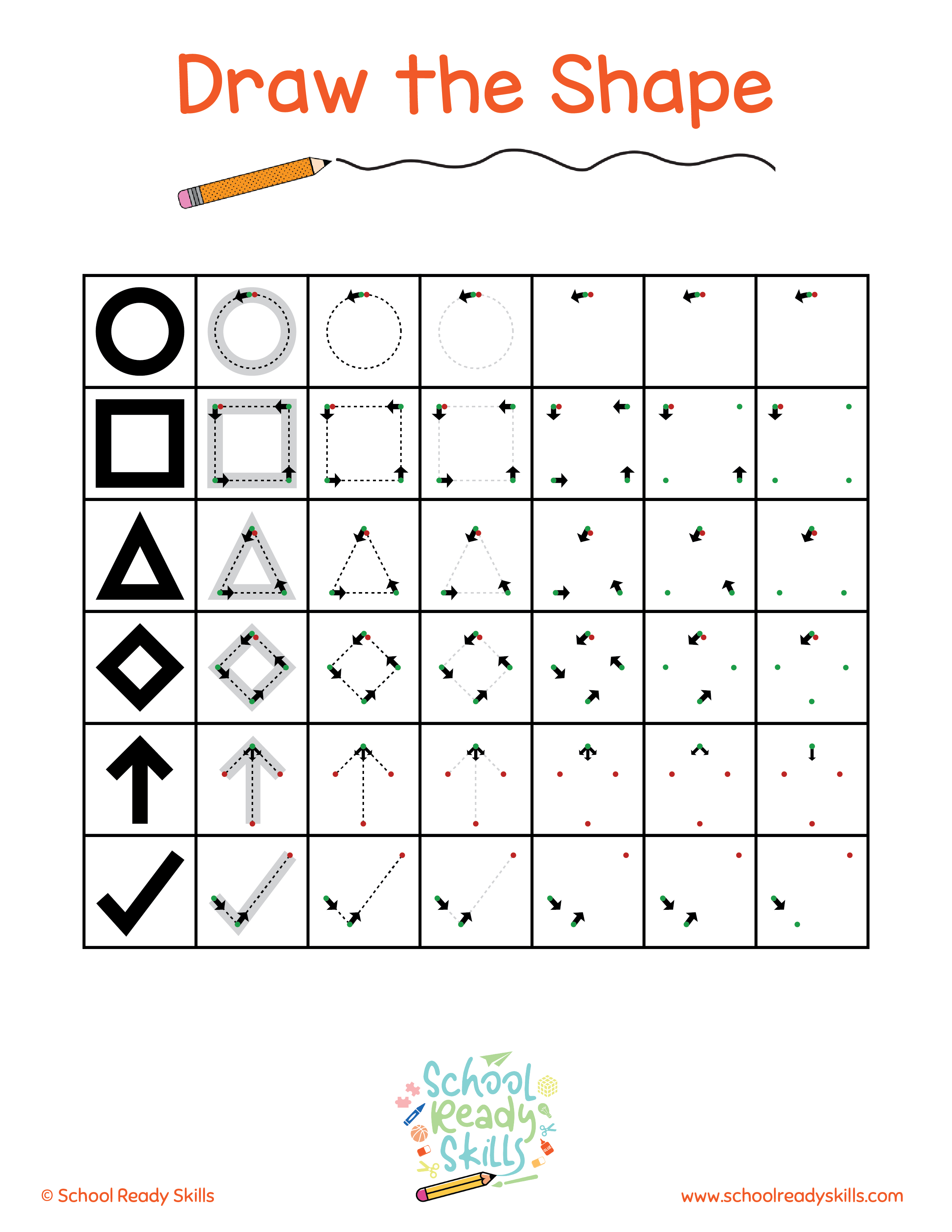 Draw The Shape:  Pre-writing and Precision Writing Practice Pages