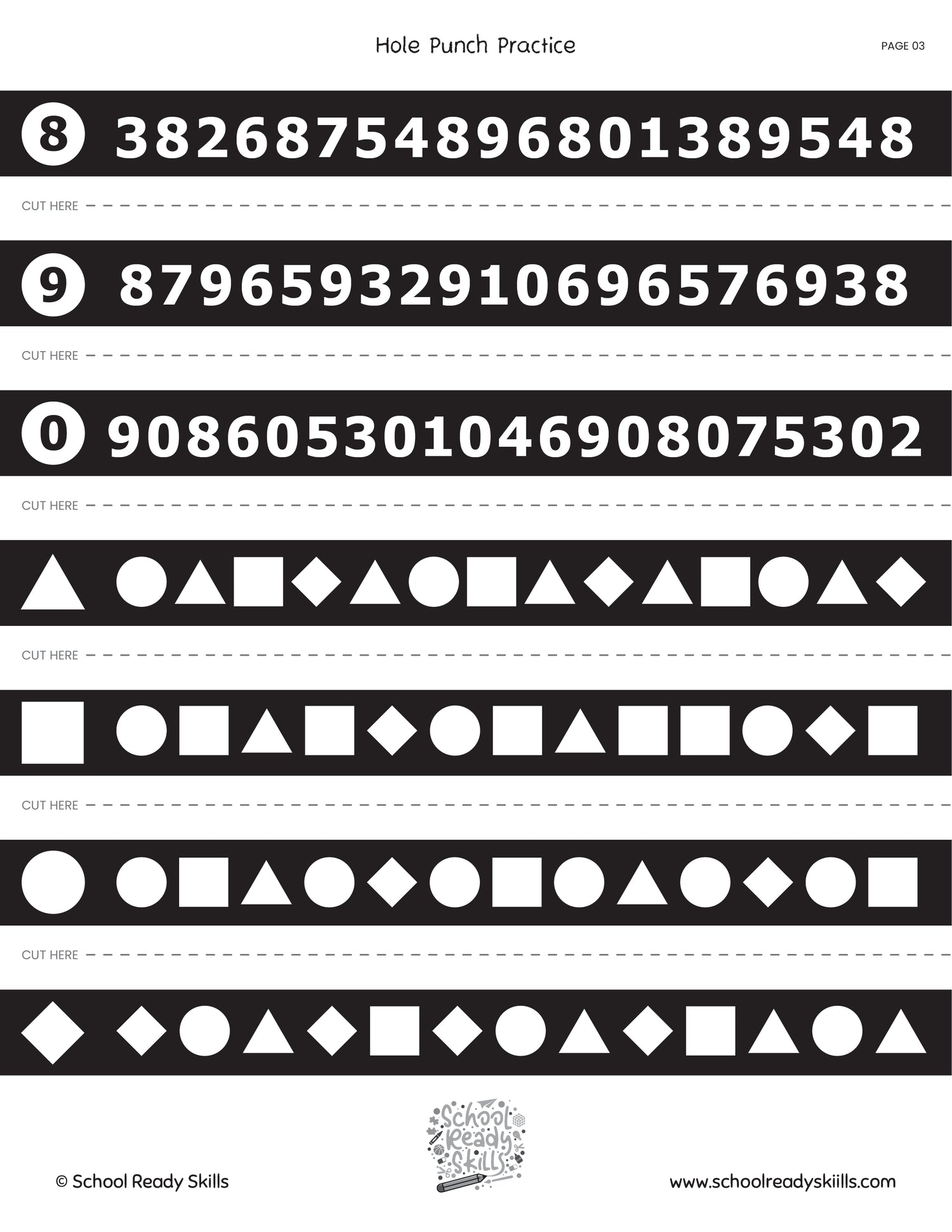 One Hole Punch: A Visual Motor Printable Activity Pages